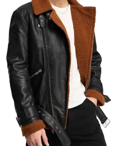 mens-belted-black-faux-leather-shearling-jacket