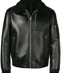 mens-biker-black-faux-leather-bomber-shearling-jacket