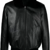 mens-black-bomber-shearling-collar-faux-leather-jacket