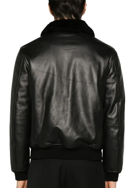 mens-black-bomber-shearling-collar-faux-leather-jacket