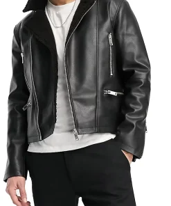mens-black-faux-leather-faux-shearling-jacket