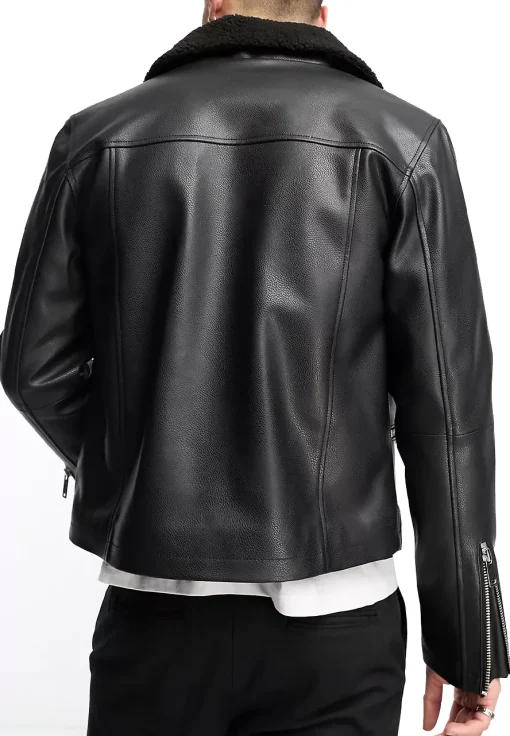 mens-black-faux-leather-faux-shearling-jacket