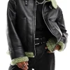 mens-black-faux-leather-green-faux-shearling-jacket