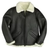 Men's Black Faux Leather Shearling Bomber Jacket