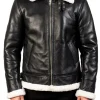mens-black-faux-leather-white-shearling-bomber-jacket