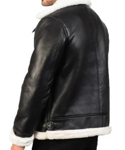 mens-black-faux-leather-white-shearling-bomber-jacket