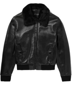 mens-black-shearling-collar-faux-leather-bomber-jacket