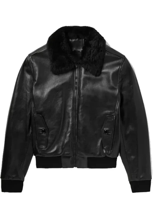 mens-black-shearling-collar-faux-leather-bomber-jacket