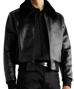 mens-black-shearling-collar-faux-leather-bomber-jacket