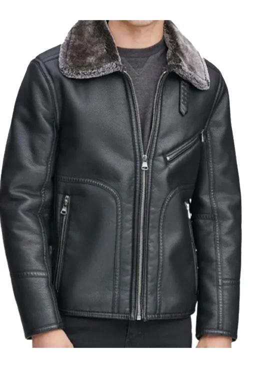 mens-black-shearling-collar-faux-leather-jacket