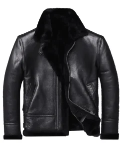 mens-black-shearling-faux-leather-bomber-jacket