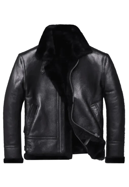 mens-black-shearling-faux-leather-bomber-jacket