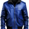 mens-blue-bomber-faux-leather-jacket