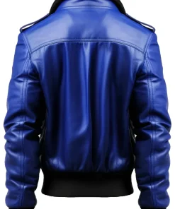 mens-blue-bomber-faux-leather-jacket