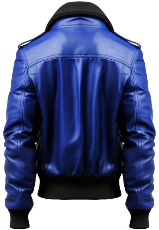 mens-blue-bomber-faux-leather-jacket