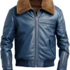 mens-blue-faux-leather-shearling-bomber-jacket