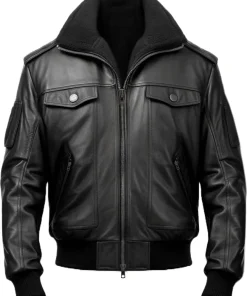 mens-bomber-faux-leather-black-jacket