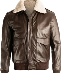 mens-brown-bomber-faux-leather-shearling-jacket
