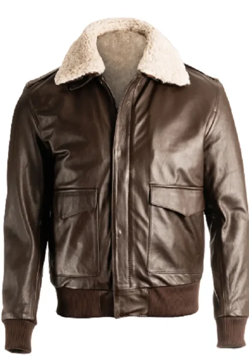 mens-brown-bomber-faux-leather-shearling-jacket