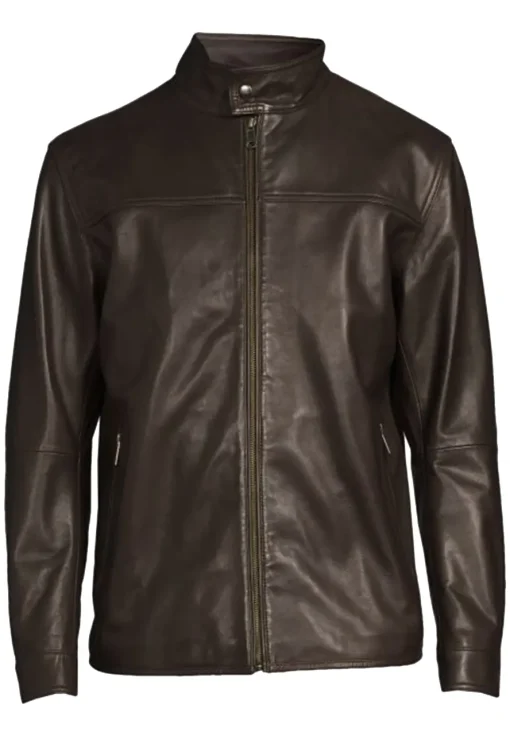 mens-brown-faux-leather-stand-collar-jacket