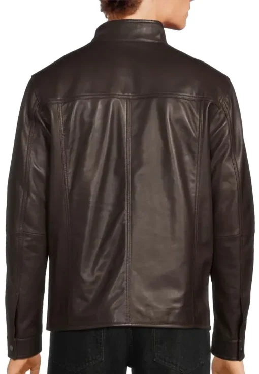 mens-brown-faux-leather-stand-collar-jacket