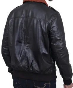 mens-brown-shearling-collar-black-faux-leather-bomber-jacket