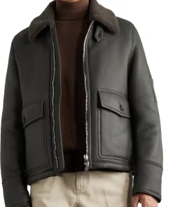 mens-dark-green-shearling-faux-leather-jacket
