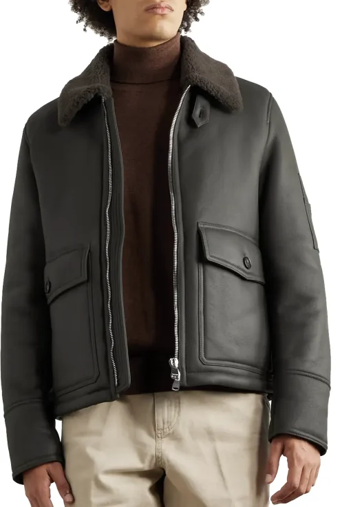 mens-dark-green-shearling-faux-leather-jacket