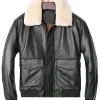 mens-detachable-fur-collar-black-faux-leather-bomber-jacket