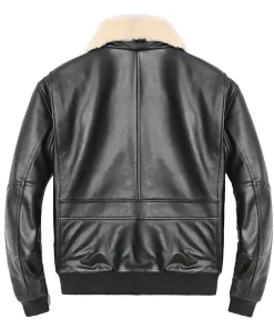 mens-detachable-fur-collar-black-faux-leather-bomber-jacket