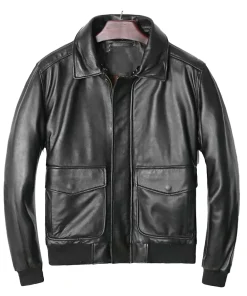 mens-detachable-fur-collar-black-faux-leather-bomber-jacket
