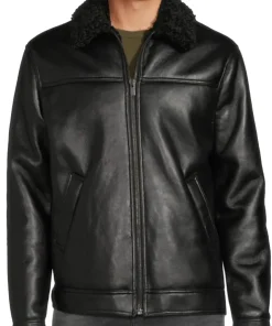 mens-faux-fur-lined-black-faux-leather-jacket