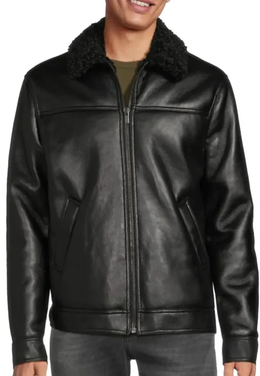 mens-faux-fur-lined-black-faux-leather-jacket