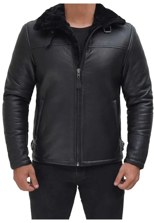 mens-faux-leather-black-shearling-jacket