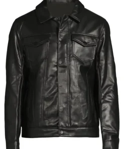 mens-faux-leather-black-trucker-jacket