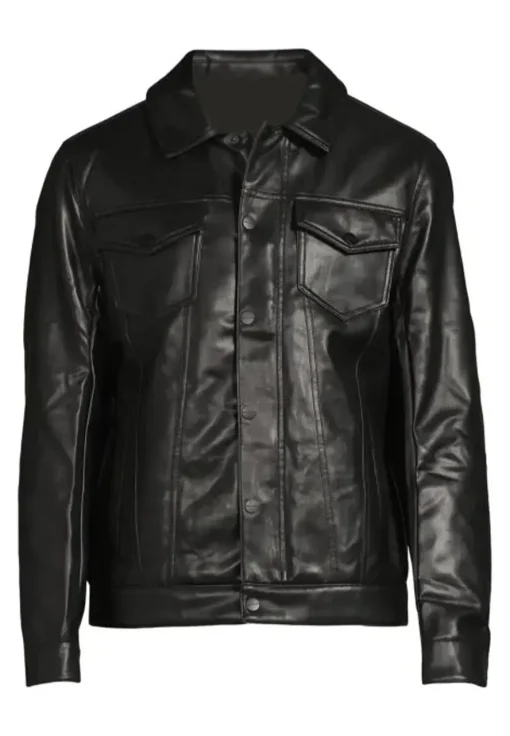 mens-faux-leather-black-trucker-jacket
