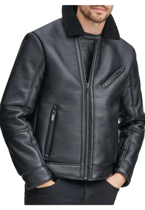 mens-faux-shearling-collar-black-faux-leather-jacket
