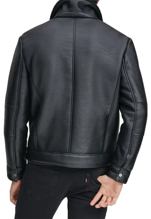 mens-faux-shearling-collar-black-faux-leather-jacket