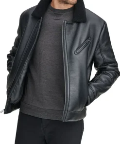 mens-faux-shearling-collar-black-faux-leather-jacket