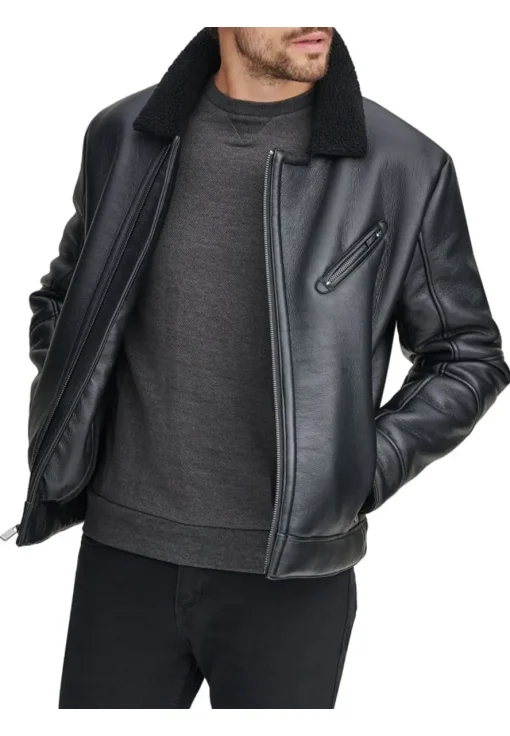 mens-faux-shearling-collar-black-faux-leather-jacket