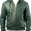 mens-green-faux-leather-bomber-jacket-with-hood