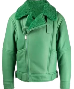 mens-green-faux-leather-shearling-jacket