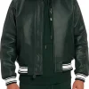 mens-icon-dark-green-faux-leather-bomber-jacket