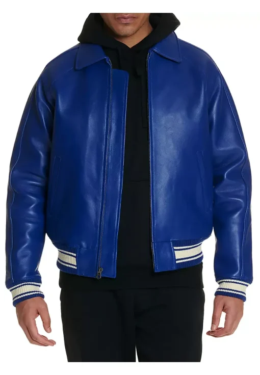 mens-icon-mazarine-blue-faux-leather-bomber-jacket