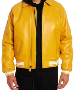 mens-icon-mustard-faux-leather-bomber-jacket