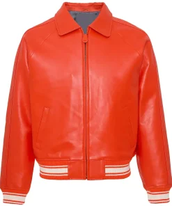 mens-icon-orange-faux-leather-bomber-jacket