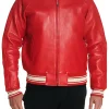 mens-icon-red-faux-leather-bomber-jacket