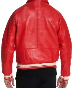 mens-icon-red-faux-leather-bomber-jacket