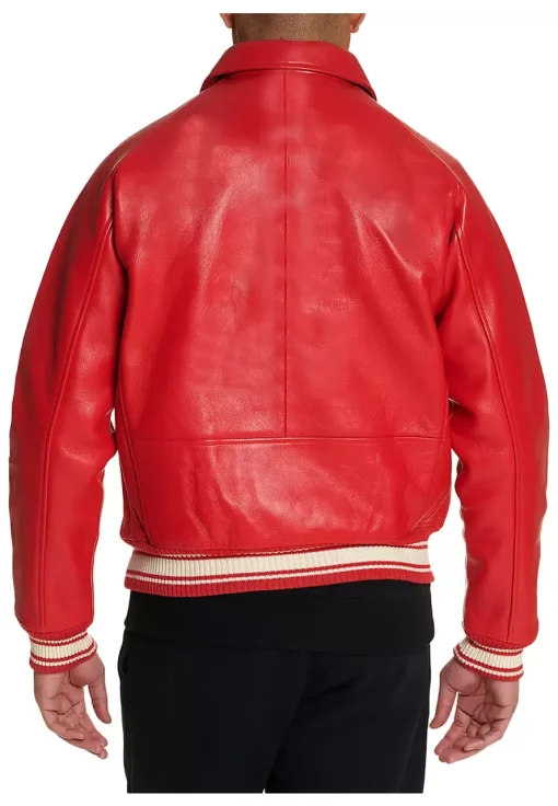 mens-icon-red-faux-leather-bomber-jacket