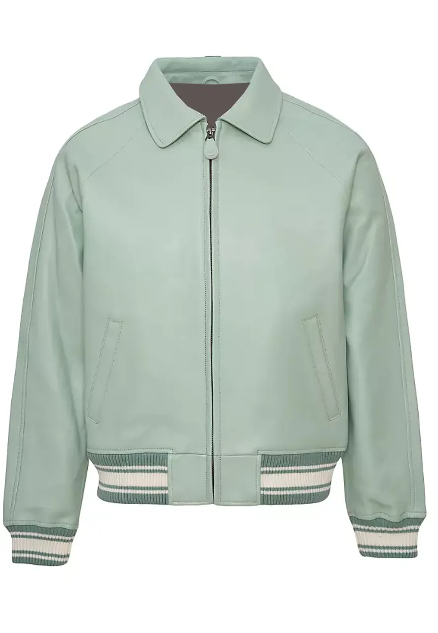 Men’s Icon Seafoam Faux Leather Bomber Jacket 1 mens-icon-seafoam-faux-leather-bomber-jacket